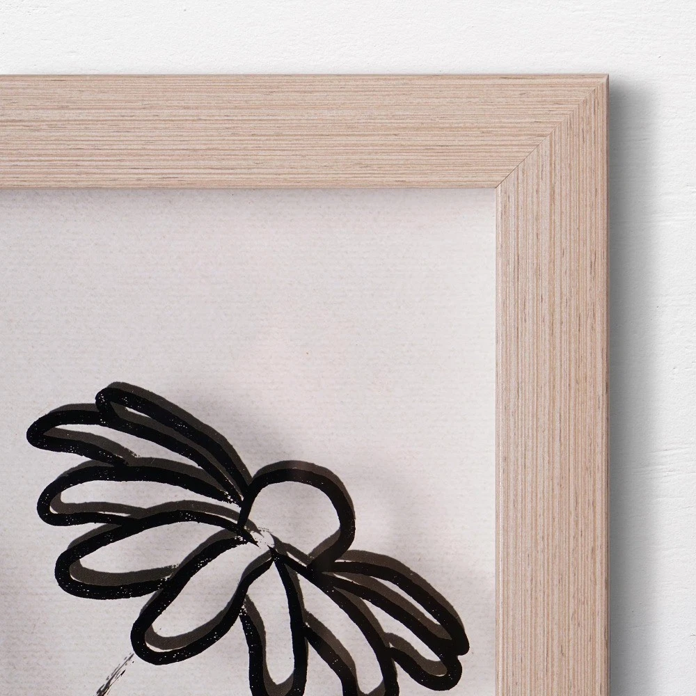 Florals in Vase set of 2 Black Print on Clear Framed Wall Decor 11" x 14" - thumbnail 4