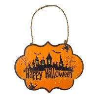 HäNgeschild Holz KüRbis Friedhof Spinnen Fledermaus “Happy Halloween” 20X15Cmlxb