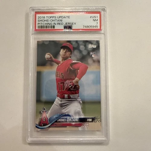2018 Topps Update Shohei Ohtani Rookie Card #US1 Pitching In Red Jersey PSA 7
