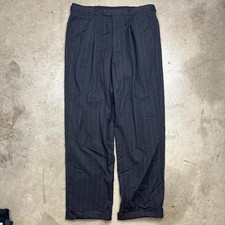 Vintage Armani Collezioni pleated dress pants pinstripe charcoal grey 34x31