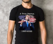 Charlie Kirk Shirt, True Patriot 1993-2025 Rip Memorial American Flag Shirt