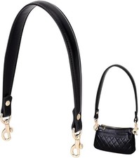 Black Genuine Leather Purse Strap 50cm 20 Inch Bag Handle Replacement
