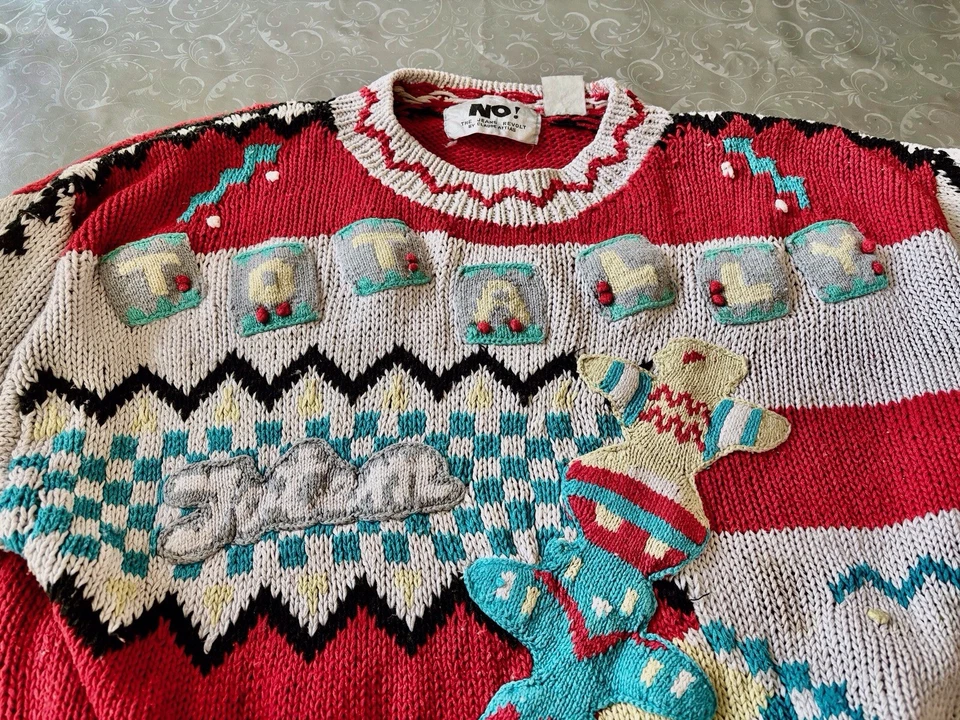 Absolutamente SIN JEANS Suéter Vintage Años 80 TALLA ÚNICA Se Ajusta a Cárdigan Tejido Más Exótico Foto 3 de 4