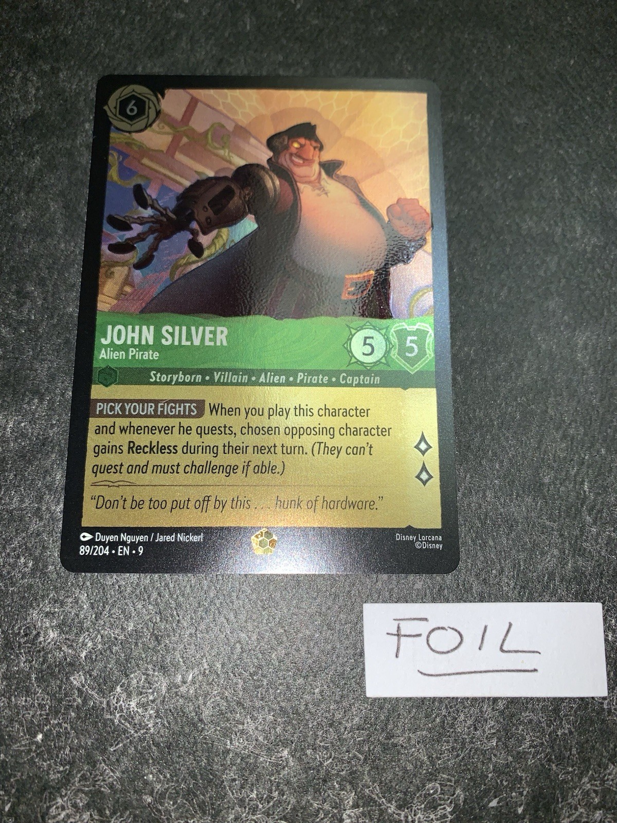 Disney Lorcana TCG John Silver - Alien Pirate - Legendary Foil 89/204 Fabled NM