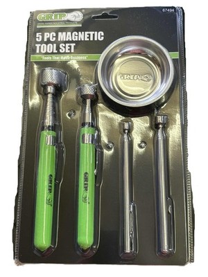 Grip 5pc Magnetic Tools Parts Dish Pick Up Telescopic Pen Magnet Set 67494