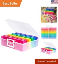 Multicolored 16-Case Photo Storage Box Waterproof with Snap Closure Handle