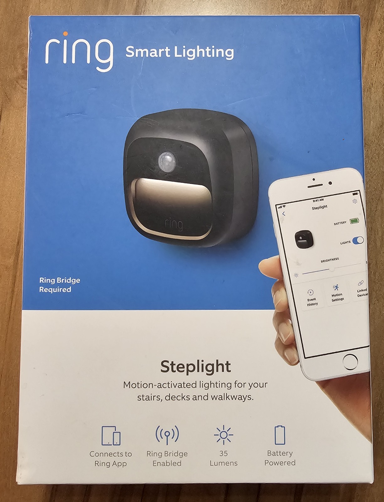 Ring 5LD1S8-BEN0 Smart Outdoor Steplight in Black - Motion-Activated LED Security Light-image