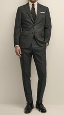 Brooks Brothers Mens Wool Suit Set Dark Gray 40L Jacket 34 Pants