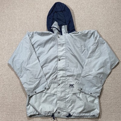 Vintage Helly Hansen Jacket Mens Medium* Grey Waterproof Shell Rain Coat