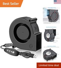 75mm X 30mm USB Blower Fan with 3 Speeds Control, 5V Powered DC Brushless Tur...