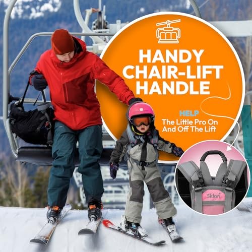  Ski and Snowboard Harness Trainer for Kids - Training Leash Pink Snowflake