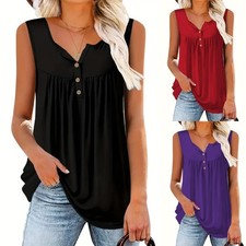 Débardeur Camisole Volant Bretelles Épaisses Polyester Noir Été Femme
