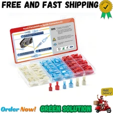 UL Listed Nylon Spade Quick Disconnect Connectors Kit, 22-10 Gauge Male and Fema