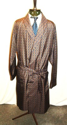 Vintage Sammy seidig glänzend Blumenmuster Morgenmantel Smoking Jacke