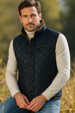 Sheepskin Vest For men Shearling Gilet Bodywarmer Men - Blue
