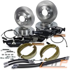 4x SCHEIBE+BREMSBELÄGE VORNE+HINTEN+BREMSBACKEN FÜR BMW 3-ER E36 318-328