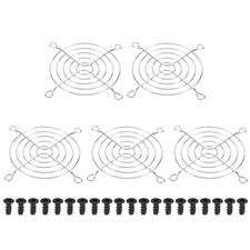 5pcs 80mm Fan Grill with Screws Metal Ventilator Grill Cover Silver Tone