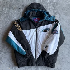 Vintage Jacksonville Jaguars Banned Logo Pro Player Puffer Jacket XL ULTRA RARE