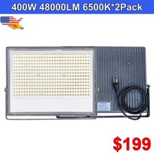 2 Pack 400W Led Outdoor Floodlight 120Lms/W IP65 Waterproof for Garden Yard Lawn