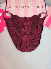 VTG 90s Victoria's Secret Smooth Satin Embroidered String Bikini Panty Size M