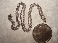 1 Silverplated 24" Triple Ciurb Chain 38mm Coin Bezel Fits Eisenhower Dollar
