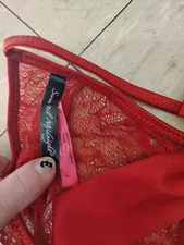 Seven Til Midnight Womens Lace Cage Back Cheeky Panty Red Small