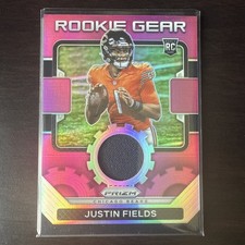 2021 Panini Prizm Justin Fields RG-4 RC Rookie Gear Relic Pink Prizm Bears Jets
