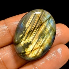 58 Ct Natural Labradorite Oval Cabochon Loose Gemstone For Pendant 31X23X8 mm