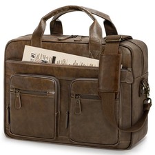 RAINSMORE Vintage Messenger Bag for Men PU Vegan Leather Computer Laptop Bag ...