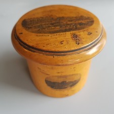 Antique Eastbourne treen trinket box Mauchline Ware Beach Mostyn Terrace England