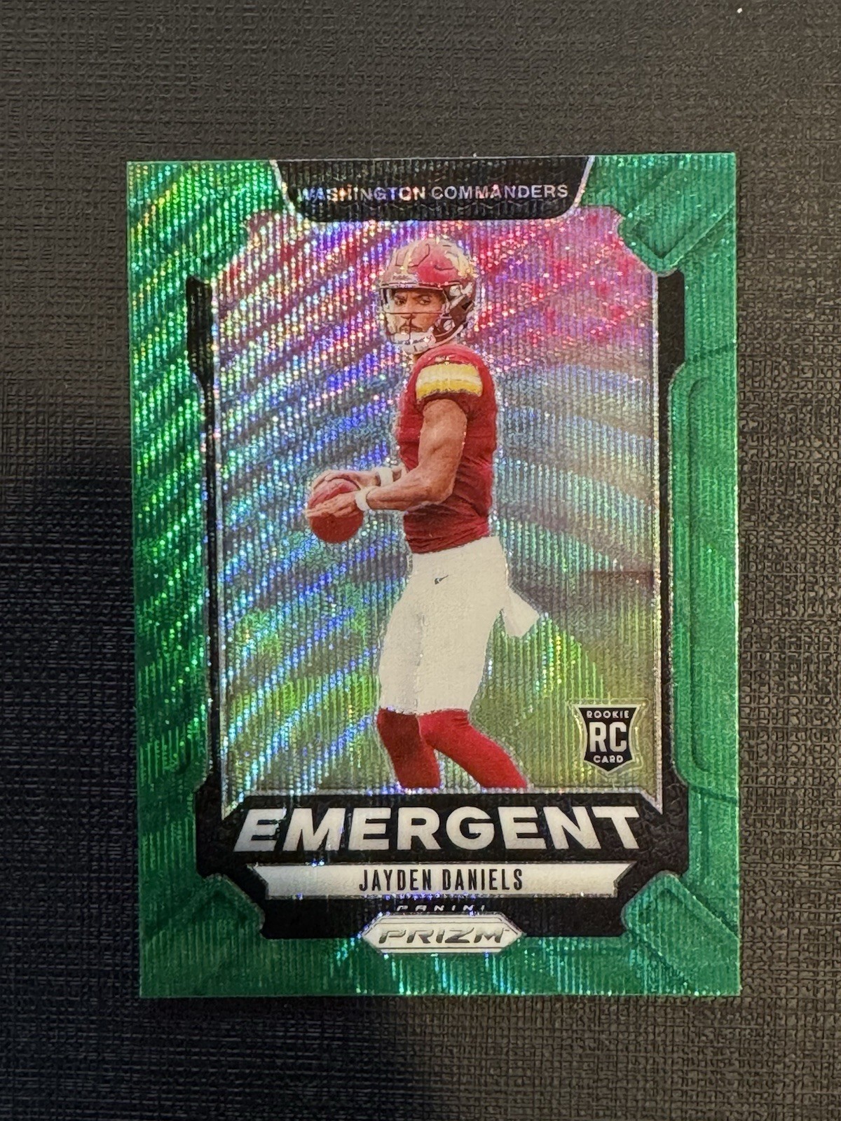 2024 Panini Prizm Emergent Jayden Daniels #2 Green Wave Prizm (RC)