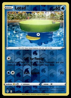 Lotad 032/203 Common Evolving Skies Pokemon Reverse Holo NM/M