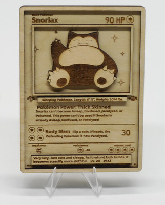 Snorlax | First Edition | Laser Engraved 3D Wooden Pokemon Card | Fan Art / GIft