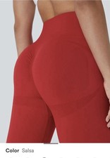 Halara Seamless Flow High Waisted SCRUNCHED Plain Leggings Size XL RED SALSA NEW