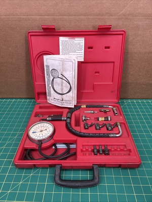 #ad VINTAGE Snap On Vacuum Pressure Set Missing Fittings Red PB36 Case READ $99.99