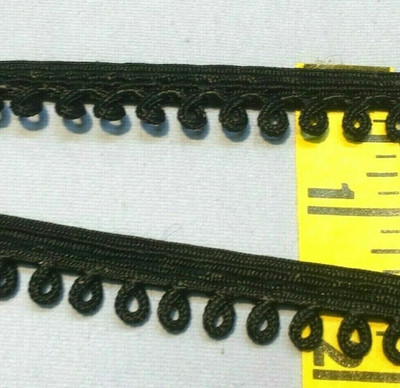 Loop Gimp Braid Trim Shiny Picot Loop Edging Trim Rayon 1/2'' Black 5 yards