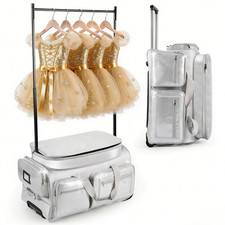 Dance Bag with Garment Rack 28"Glitter Silver Dance Costumes Rolling Bags