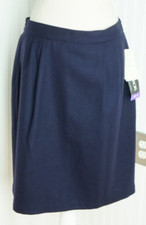 Vtg Sag Harbor Skirt 16 Wool Navy Slit ALine Career Office Classic W32 L22 NWT