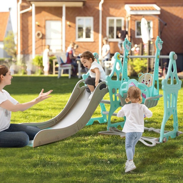 wooden swing and slide set ebay