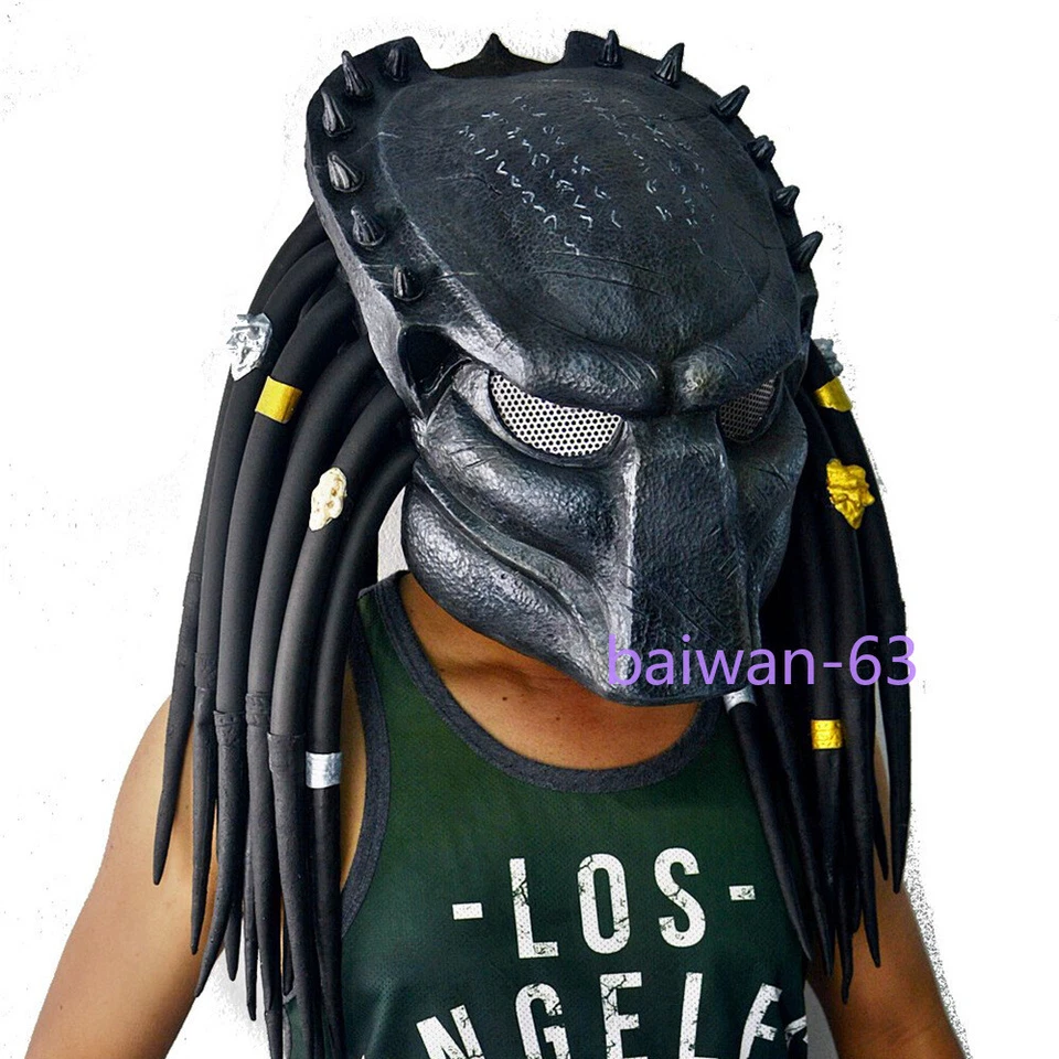 Máscara Predator Alien vs Predator Stock EE. UU. con Trenza Halloween Juegos con disfraces Accesorios Casco Foto 4 de 4