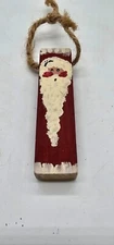 Vintage Wood Block Santa Claus Hand Painted Primative Folk Art Ornament