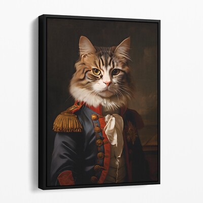 Cat Aristocrat Portrait Funny Cat Animal Canvas Wall Art Print