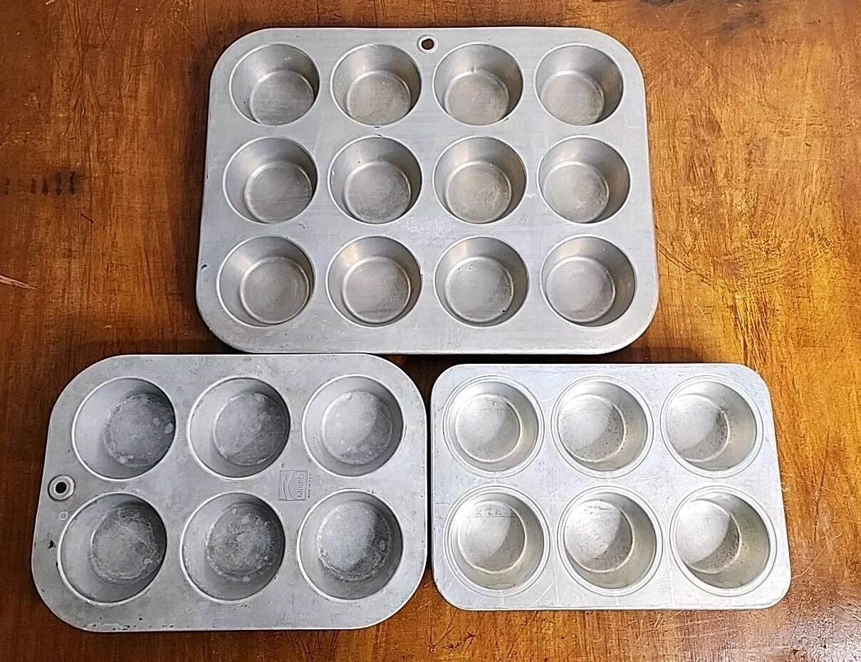 Vintage Aluminum 3 Pcs Wearever Sears Best Maid of Honor Mirro Muffin Pan USA