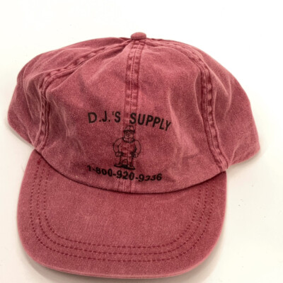 D.J.'s Supply Retro Hat DJ Thin Buckle Back Red Cotton