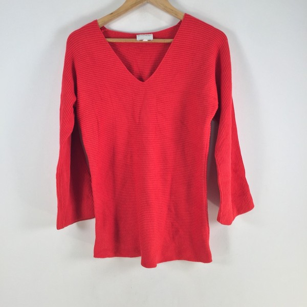 Witchery womens knit sweater jumper size XS red 3/4 sleeve cotton blend 090440