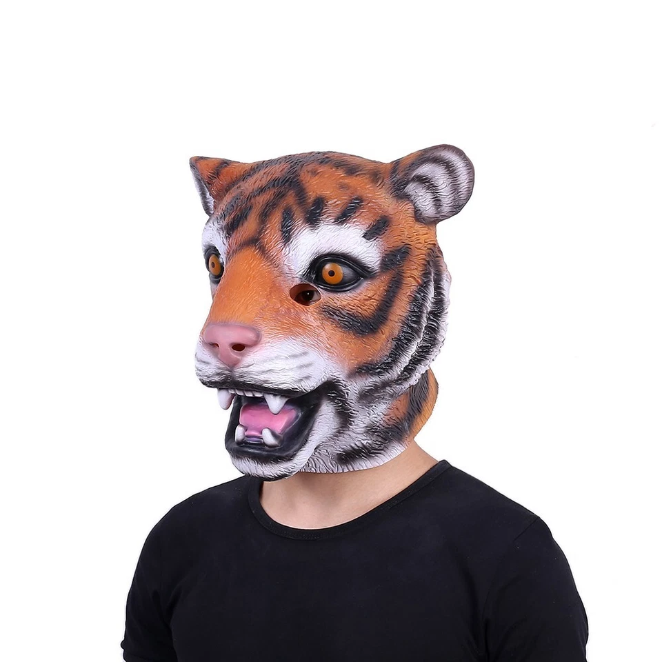 Animal Tiger Head Latex Mask Movie Fancy Dress Cosplay Props - Image 3 of 4