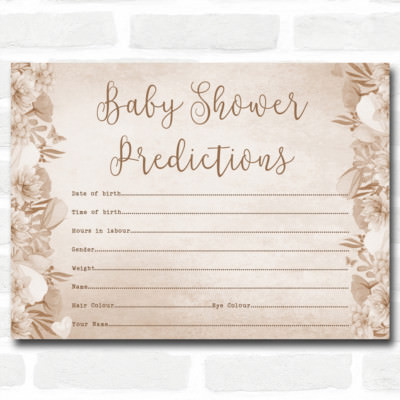 Floral Baby Shower Spiele Vorhersagekarten