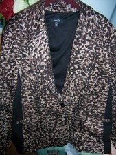 Nwt Rafaella Black/brown Animal Print Classic Style Jacket - Size 18w