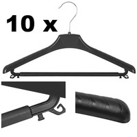 10 GarderobenbüGel Kunststoff KleiderbüGel Hosensteg Drehbar Haken 38 Cm Schwarz