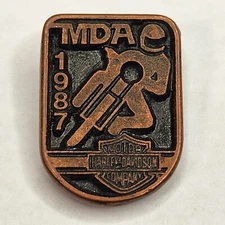 Vintage Harley Davidson National Hog Rally MDA 1987 Vest Jacket Pin Lapel